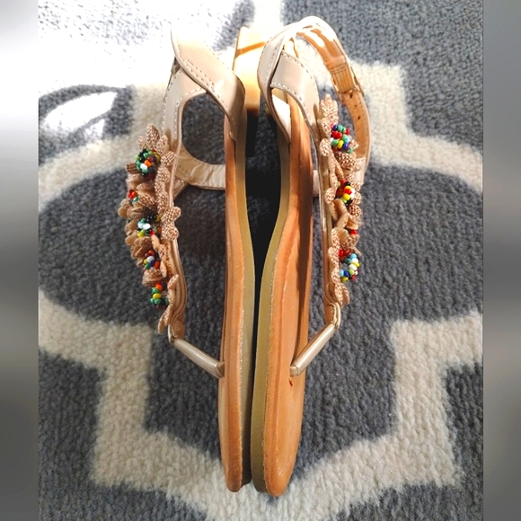 Boho Burlap Beaded Sandals - Picture 7 of 12